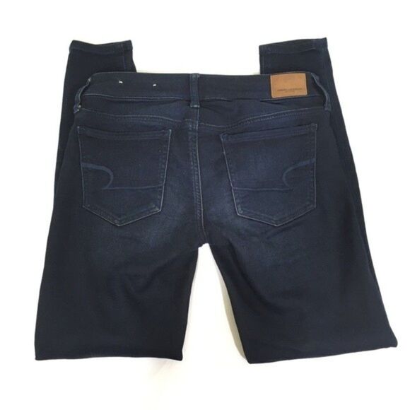 AMERICAN EAGLE SUPER STRETCH SUPER LOW DARK WASH SKINNY JEGGINS 2 SHORT - Picture 3 of 13